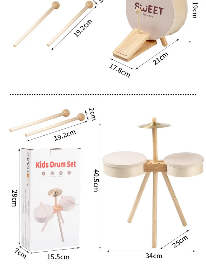 Batteria in legno per bambini con pedale foto 5
