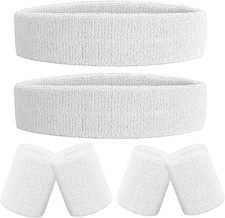 6 Pieces Sweatband Set Sports Headband Wristband Set, Moisture Wicking Athletic