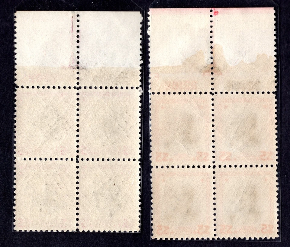US 1938 SCOTT #832, 834 PRESIDENTS WILSON & COOLIDGE $1 & $5 TOP PLATE # BLOCKS - Image 2 of 2