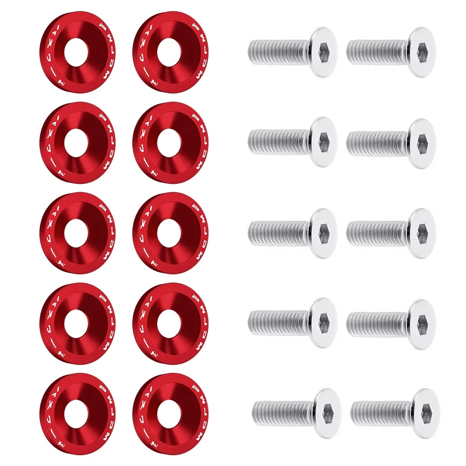 Kit de 40 piezas de guardabarros/parachoques de aleación de aluminio rojo Jdm arandela/perno bahía de motor Foto 4 de 4