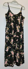 Old Navy womens large midi sundress black yellow floral boho tiered