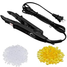 Professional Fusion Hair Extensions Tool with Heat Iron Connector Wand, U Tip Ke