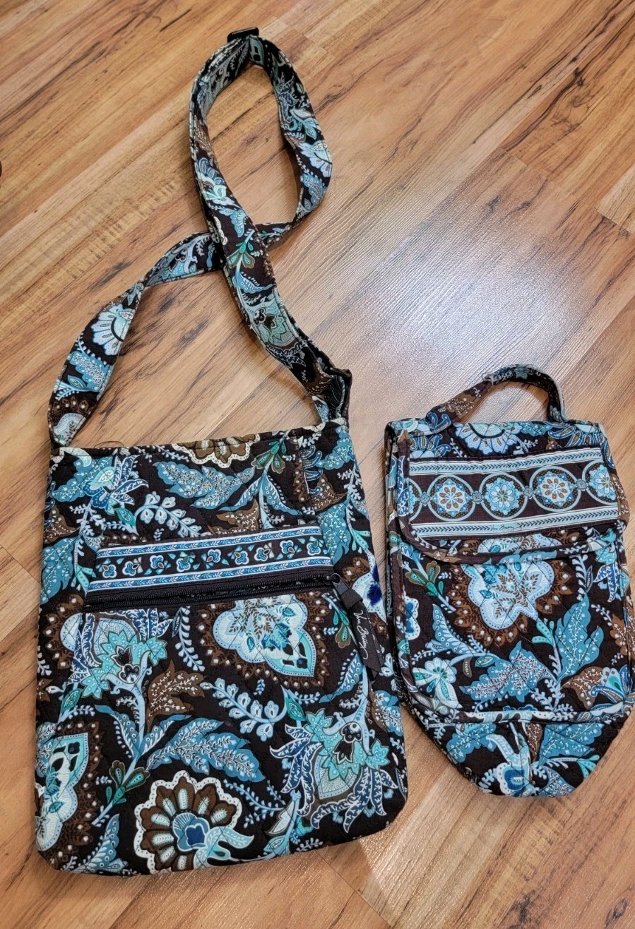 Vera Bradley Java Blue Brown Pattern 2 Piece Set … - image 1