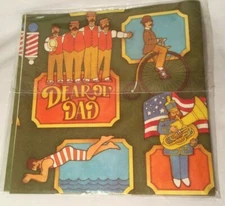 NOS 1980's Vintage Dear Ol' Dad Patriotic Barbershop quartet Gift Wrap Paper 