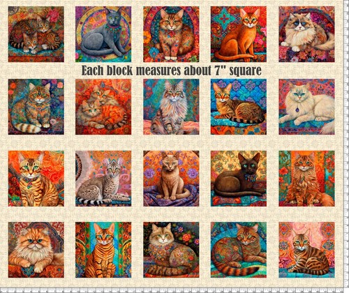 Quilting Treasures - Quilt Room Kitties 36.5" Cat Picture Patch Panel - Cream - Picture 2 of 5