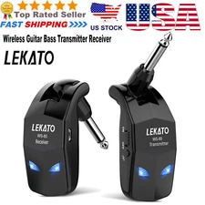 LEKATO Guitar Wireless Transmitter Receiver System 2.4Ghz 4 Channel Rechargeable
