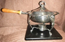 Georgetown Heavy Silverplate Chafing Dish W/Lid, Stand, Burner F.B. Rogers