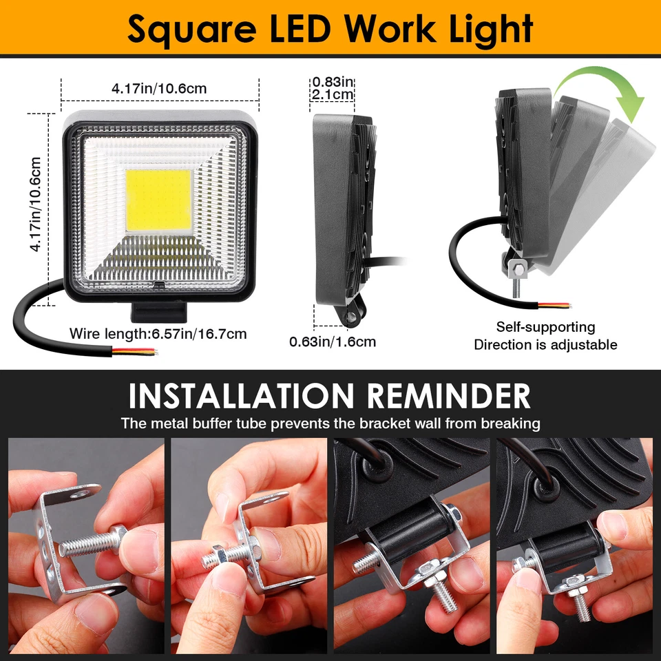 Barra de luz de trabalho LED 2x 4 polegadas 500W offroad ponto inundação pods 4WD lâmpada de neblina de direção - Imagem 2 de 4