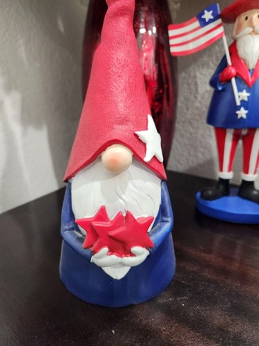 Patriotic 4th of July Gnome Red White Blue Resin Tabletop Decor 12" - Picture 2 of 6