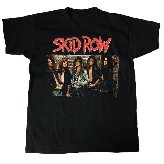 FILA T shirt Skid Row Band gruppo foto nera uomo S 234XL ND677