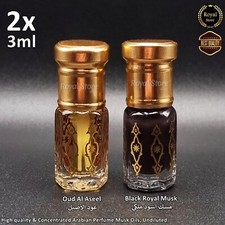 2x Oud Al Aseel + Black Royal Musk 3ml HiQuality Arabic Perfume عود الاصيل مسك