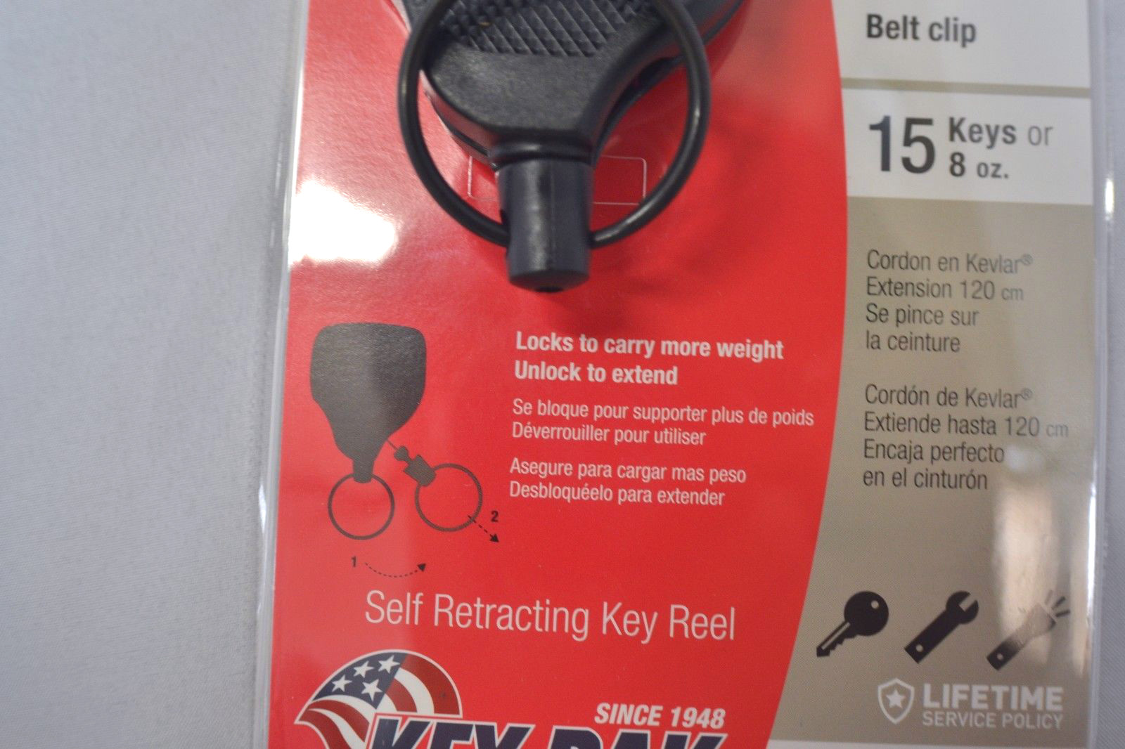 1 KEYBAK Super48 Series With Belt Clip and Self Retracting Key Reel
