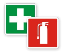 2 Fire Extinguisher - First Aid Kit Vinyl Sticker Decal