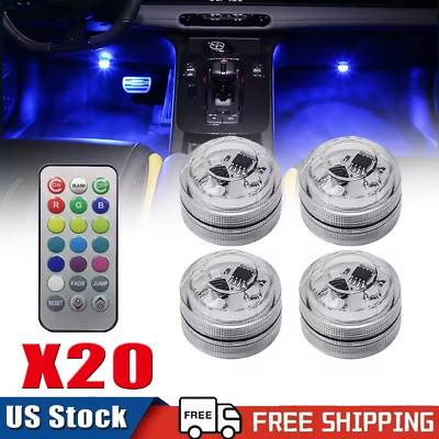 Multicolor LED Car Interior Lights - 4-Color Atmosphere Ambient Lamp Kit With Remote Control, Easy Install