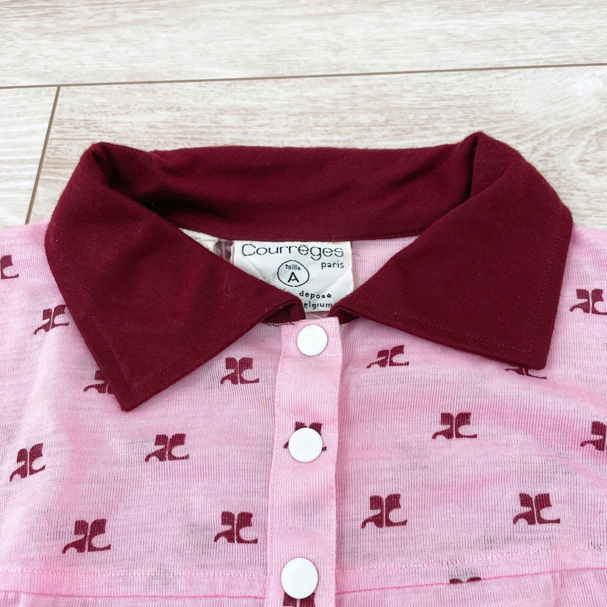 courrèges ヴィンテージポロシャツ Vintage Courreges Paris Iconic Logo Polo Shirt Pink Woman Long