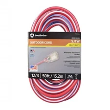 Coleman Cable - American Made Striped Extension Cord 12/3 50'