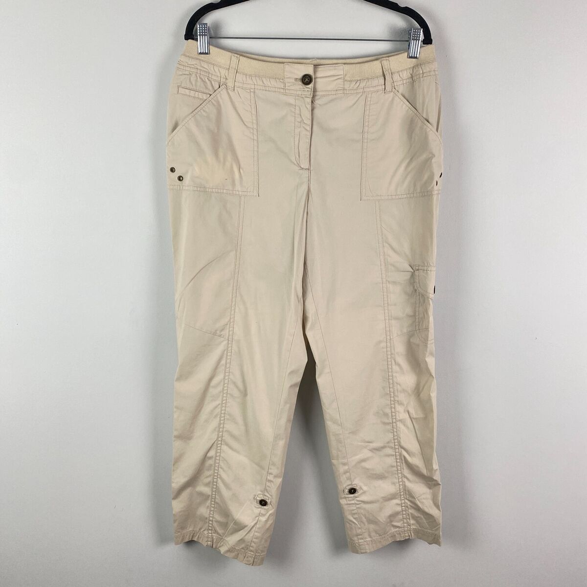 Chicos Cargo Pants Womens 2 US 12 Roll Up Utility Ankle