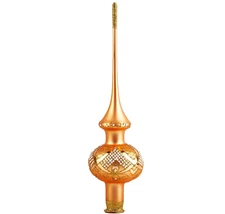 11" Gold Glass Christmas Tree Topper Ukrainian Handmade Tree Top Finial Ornament