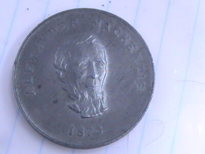 MEDAL MEDALLION CANADA ALEXANDER MACKENZIE 1873 OTTOWA CANADA