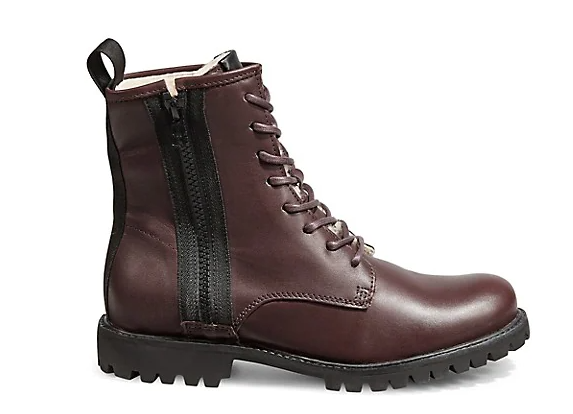 BLACKSTONE Lace Up & Zip Shearling Lined Combat Boots Size  display picture 3