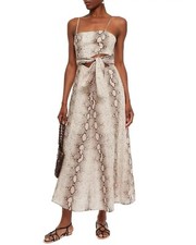 Zimmermann Bellitude Python Cut Midi Dress Animal Snake Linen Size 0 AU 8 Us 4