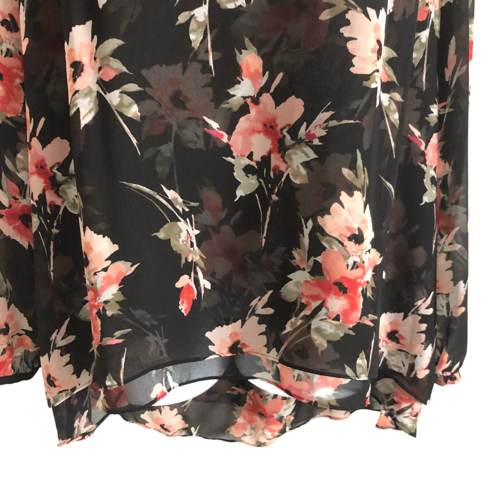 White House Black Market Women's Tunic Blouse Sz XL Floral Cold