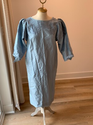 blue vintage thai silk dress