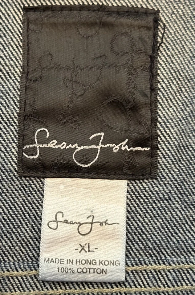 Chaqueta vaquera Sean John de colección años 90 manga larga abotonada para hombre XL lavado oscuro Foto 2 de 4