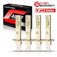 4x H1+H1 6500K Super Bright White 10000LM DRL LED Headlight Bulb Kit High Beam