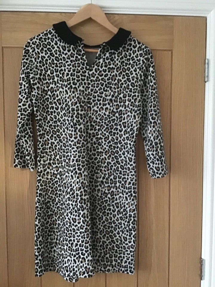 TESCO F & F LADIES ANIMAL PRINT 3/4 SLEEVES, COLLARED DRESS/TUNIC TOP SIZE 8 eBay