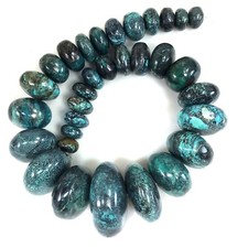 XL Genuine Natural Turquoise Beads Graduated Rondelle Flat HUGE Smooth Bead 15"