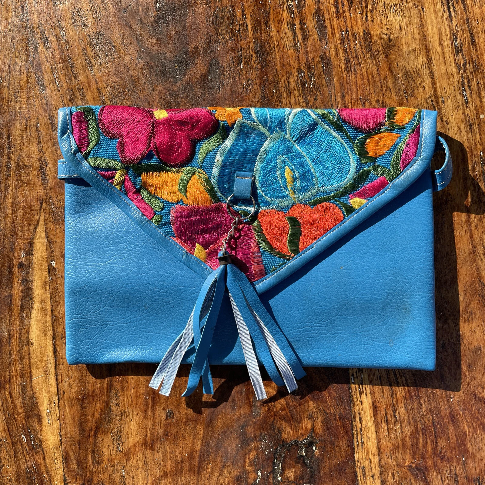 🌷👜 👛 💼 Beautiful floral-embroidered Mexican purse handbag hand clutch bag