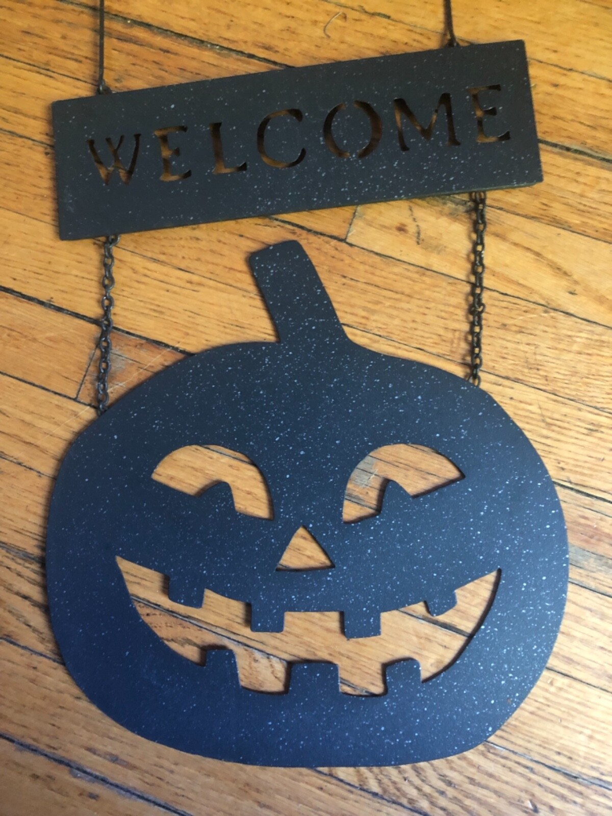 Halloween Black Metal JackOLantern Pumpkin Hanging Decor eBay