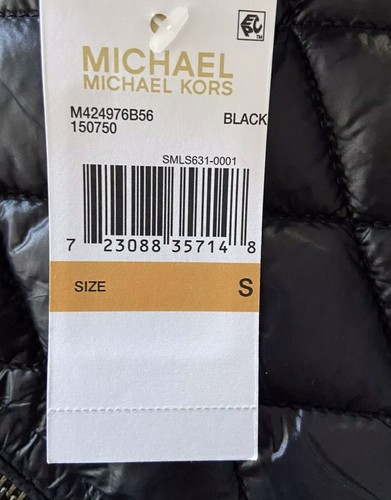 NWT MICHAEL KORS MEN'S SHINY QUILTED PUFFER JACKET COAT S BLACK - Foto 7 di 8