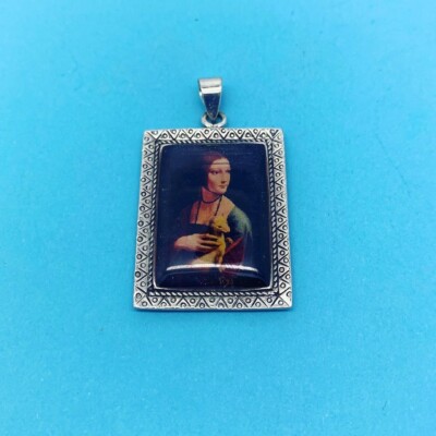 Original 925 Sterlingsilber Renaissance Meisterwerk Kunstwerk Anhänger im Rahmen