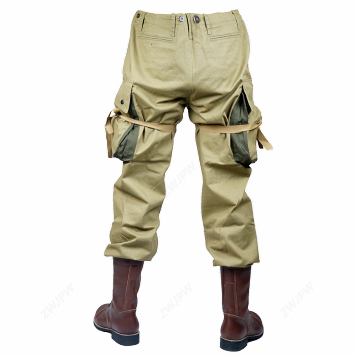 Khaki Men's M42 Paratrooper Trousers WW2 Type Airborne Pants Khaki Men's M42 Paratrooper Trousers WW2 Type Airborne Pants