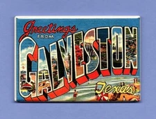 GALVESTON TEXAS *2X3 FRIDGE MAGNET* LARGE LETTER POSTCARD VINTAGE GREETINGS FROM