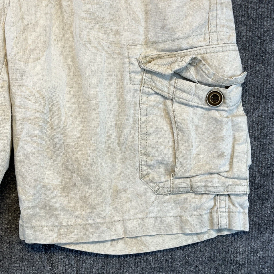 Paradise Collection Shorts Men 32 Beige Cargo Hawaiin Linen Blend 10" inseam - Image 3 of 4