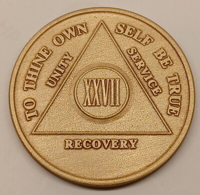27 Year AA Bronze Medallion Sobriety Coin Recovery Alcoholics Anonymous ...