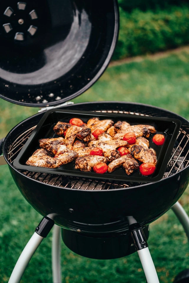 FMprofessional Pizzablech 42 cm Stahl Schwarz Pizza Backblech Ofenblech Backen - Bild 2 von 2