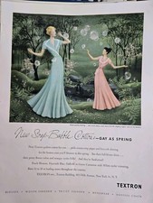 1949 Women's Textron Soap Bubble Cotton Hostess Gowns Vintage Lingerie Art  Ad