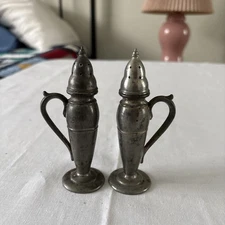 Vintage Antique Quaker Genuine Pewter Salt and Pepper Shakers