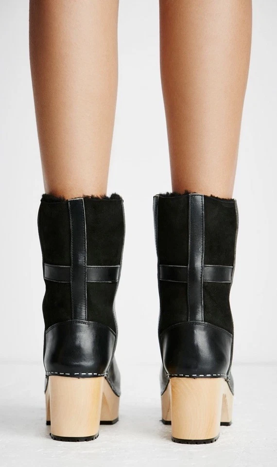 Sueco Hasbeens Grueso Hippie Zueco Bota Sherling Gamuza Cuero 40 EE. UU. 10 Foto 4 de 4