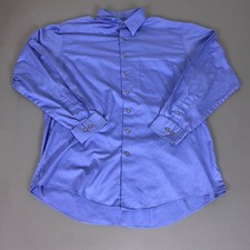 Van Heusen Studio Button Down Shirt 17-17.5 Men's XLT Blue No Iron Flawed 