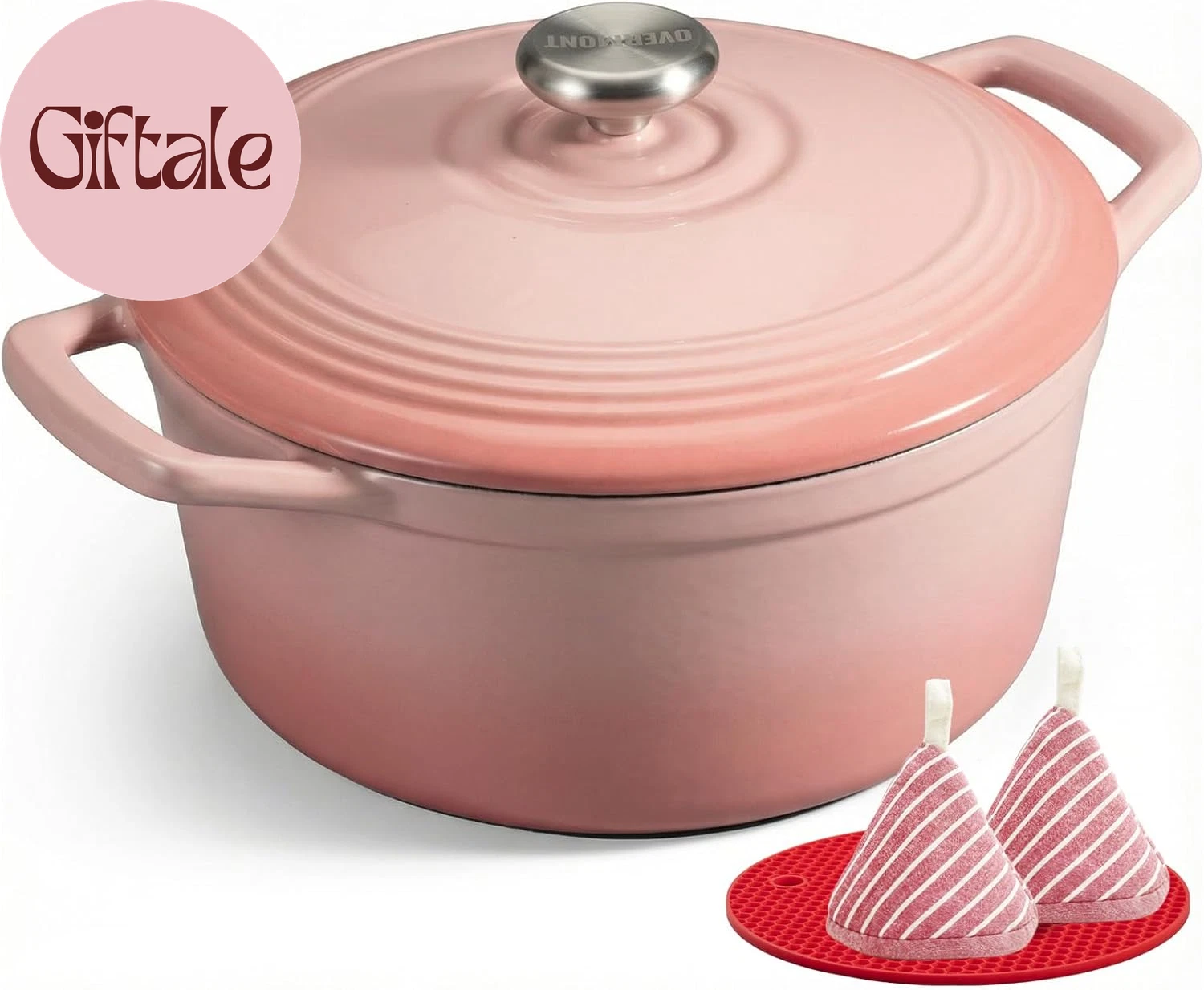 Refined Enameled Cast Iron Dutch Oven - 5.5QT Pot with Wide Handles Lid Cookbook