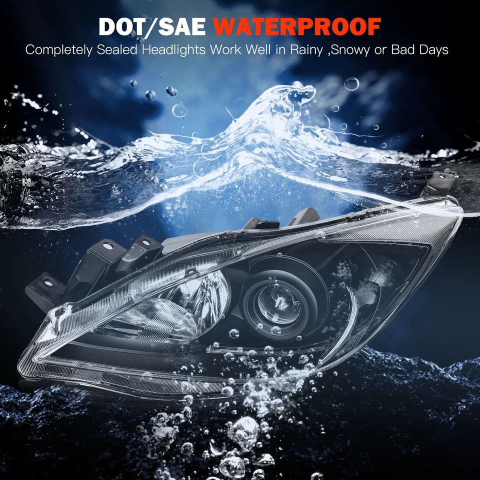 Conjunto de faróis pares para Mazda 3 carcaça preta 2.0L 2.5L 2010-2013 - Imagem 4 de 4