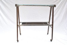 Mobiletto Design anni '60 con Rotelle Ottone Piano Vetro