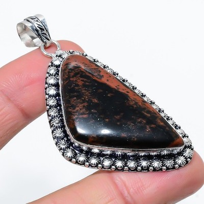 Mahogany Obsidian Gemstone 925 SterlingSilver Jewelry Pendant Size 2.6'' For Gift
