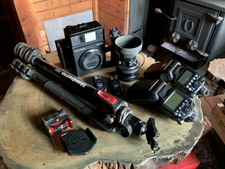 Polaroid 600SE Medium Format Camera w/127mm f4.7 Mamiya Lens Manfrotto tripod 