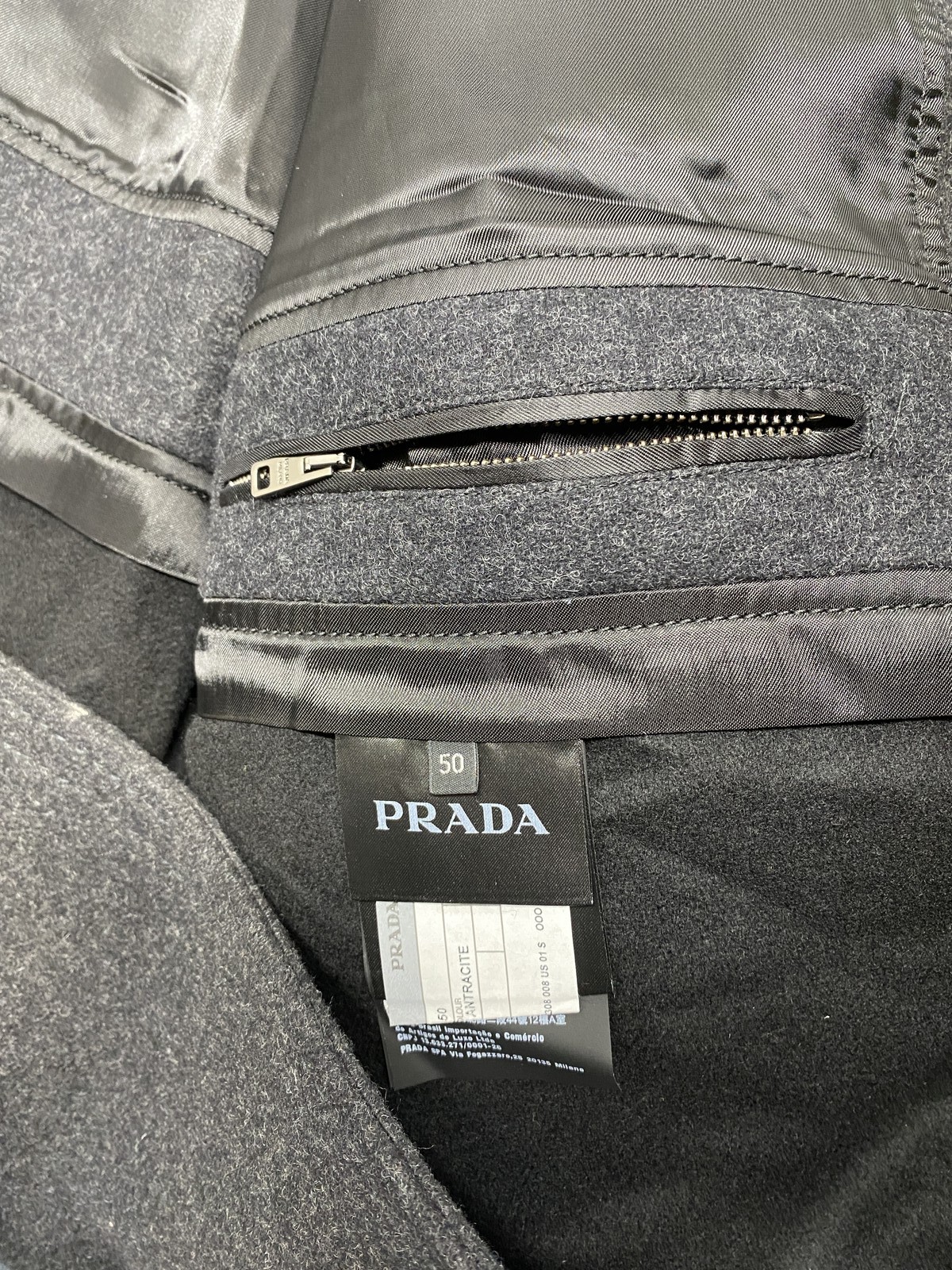 Prada Mens Single Breasted Wool Overcoat Coat Size 40 Slate Grey thumbnail 16